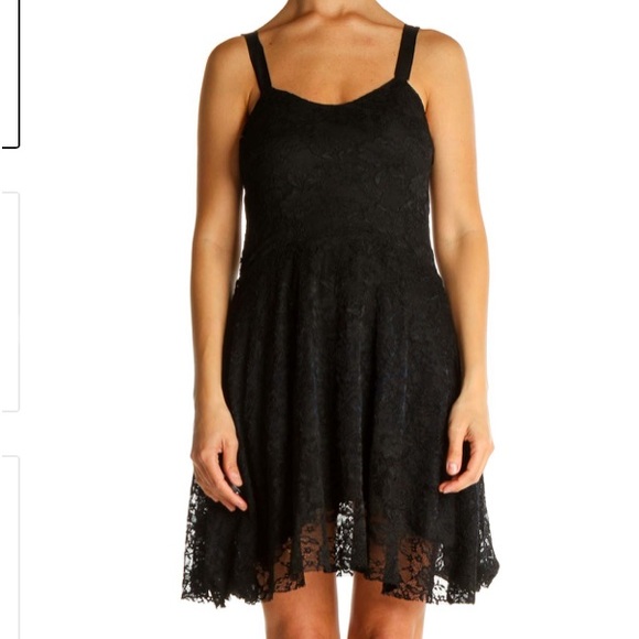 Free People Black Fit’n’Flare All Over Lace Mini Dress size M - Picture 7 of 11